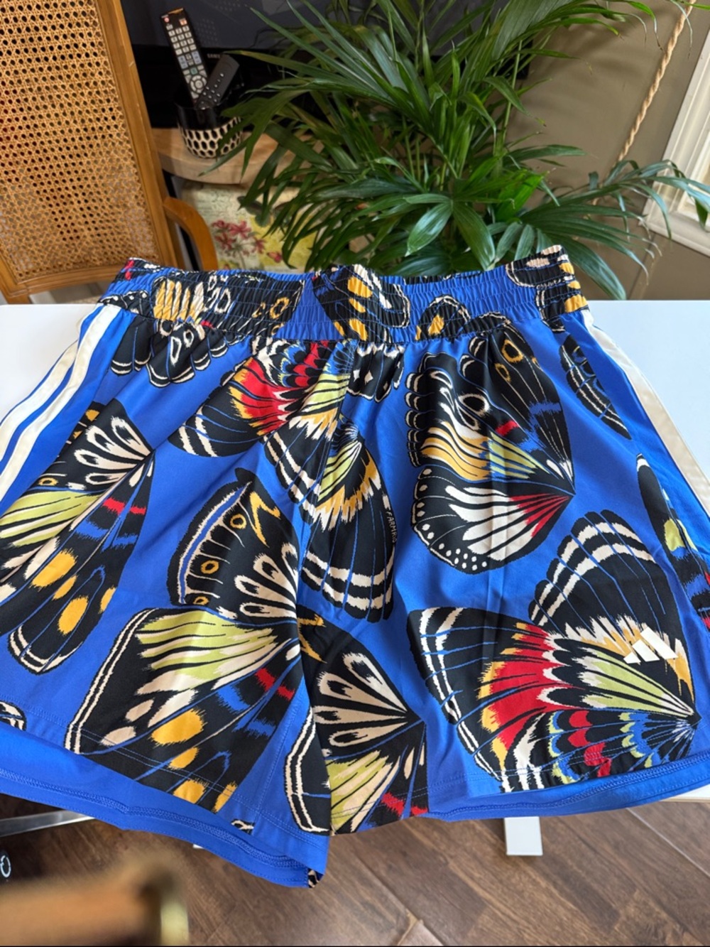 Adidas Farm Rio Blue Butterfly Print Athletic Shorts